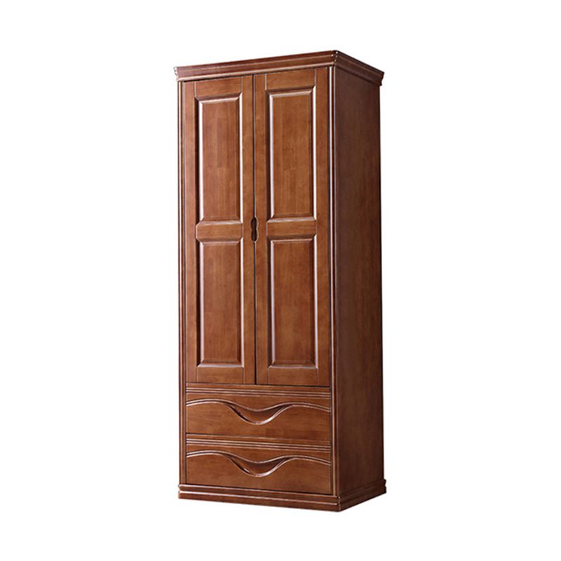 Traditional Wardrobe Armoire Solid Wood Wardrobe Closet with Shelves