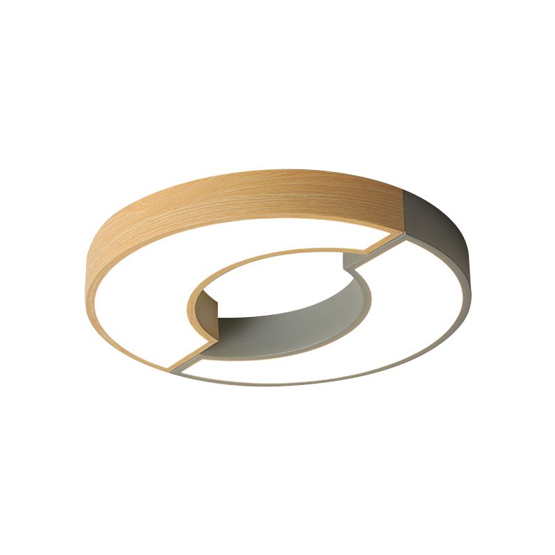 Grey/Green-Wood Double Arch Flushmount Nordic Iron 16.5"/20.5" Dia LED Ceiling Mounted Light in Warm/White Light