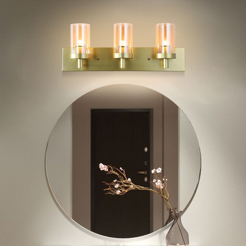 Vintage Style Vanity Mirror Lights 3 Lights Wall Mounted Mirror Front Lamp in Glass Shade