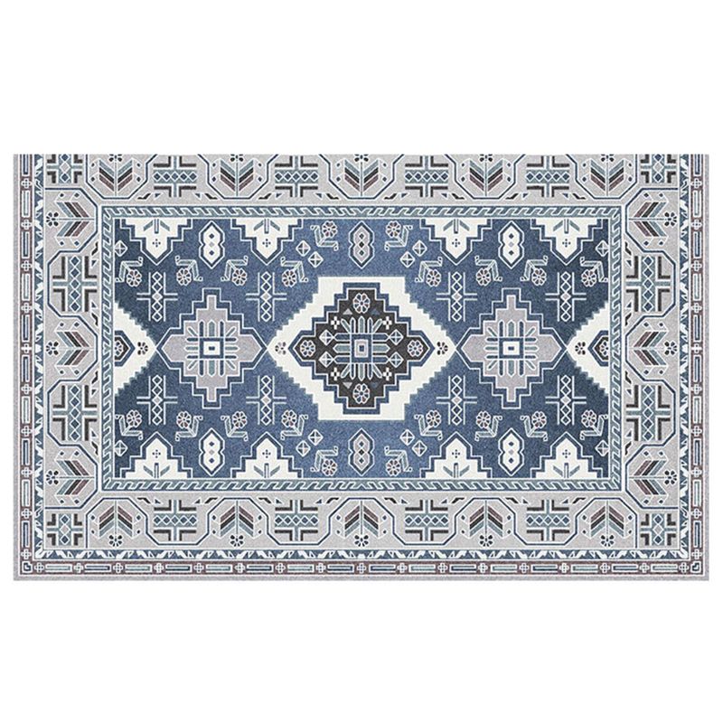 Blue Modern Rug Polyester Graphic Rug Washable Rug for Living Room