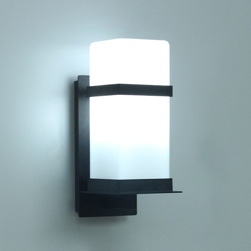 Modern Simple Style Retangular Shade Wall Sconce LED Metal 1 Light Sconces in Black Finish