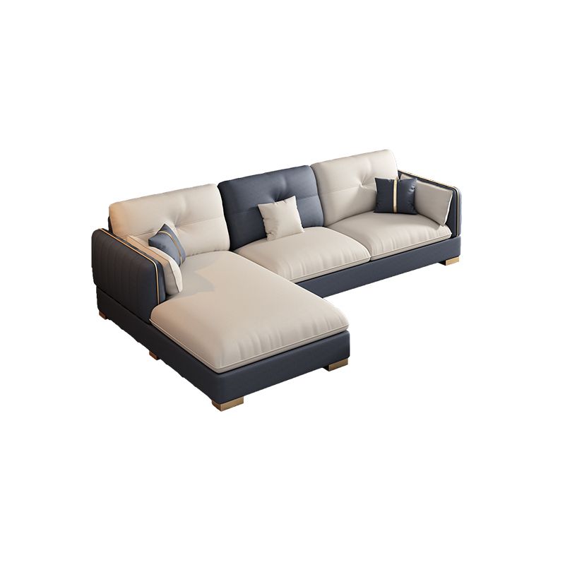 30.7"H Scandinavian Faux Leather Square Arm Sofa & Chaise for Living Room