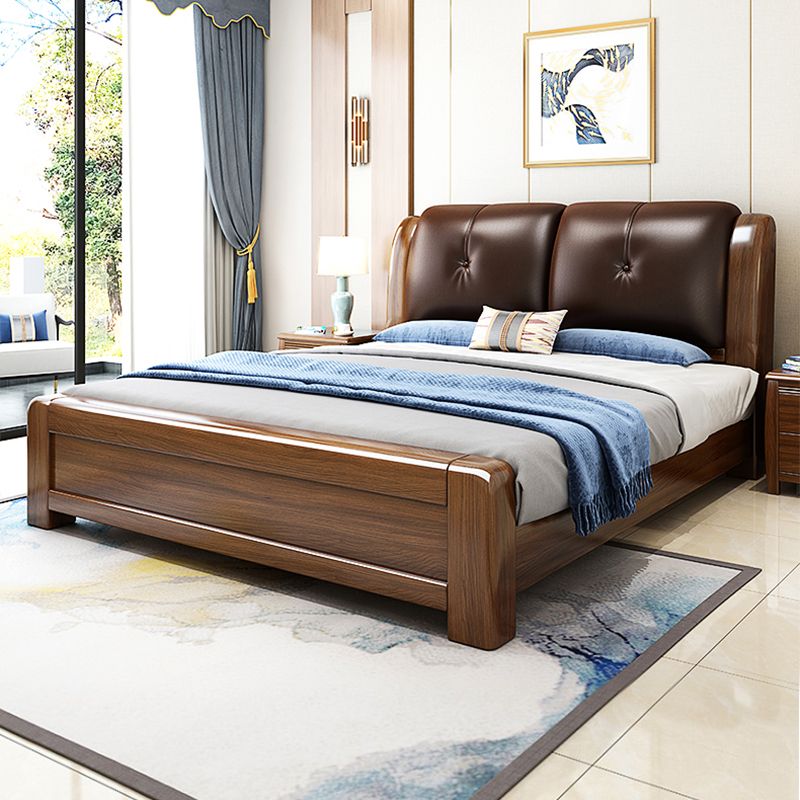Brown Standard Bed with Storage Mid-Century Modern 43.30" High Bed