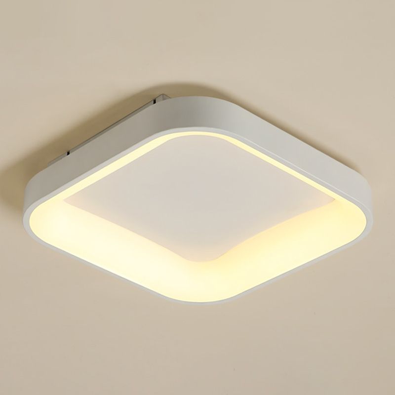 Grey/White Square Shell Flush Mount Nordic 18"/23.5" Wide LED Metal Ceiling Lighting in Warm/White Light for Bedroom