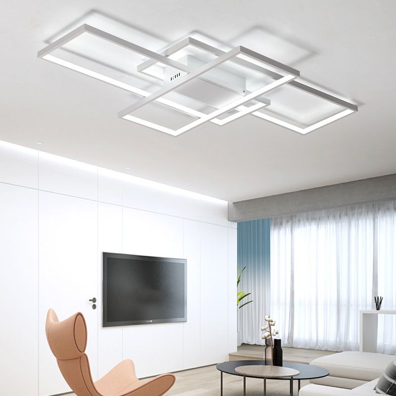 Lámparas de techo semi empotradas rectangulares de estilo moderno Luces de techo de montaje semisuperficial de metal de 3 luces