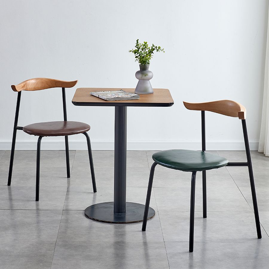 Chaises sans bras de salle à manger contemporaines en métal, chaise latérale de salle à manger à dossier ouvert pour restaurant