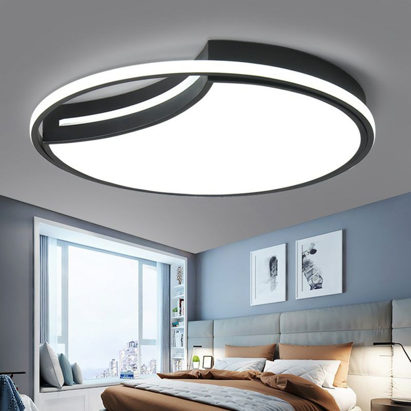 Circulaire Flush Mount Lighting Minimalist Acrylique Living Room LED Flush Mount Fixture in Black