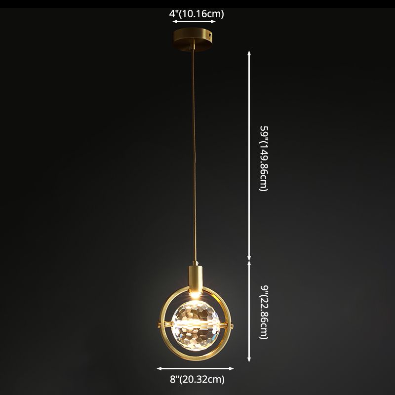 Modern Luxury Style Suspended Lighting Fixture with Adjustable Cord Crystal 1 Light Pendant Light Kit