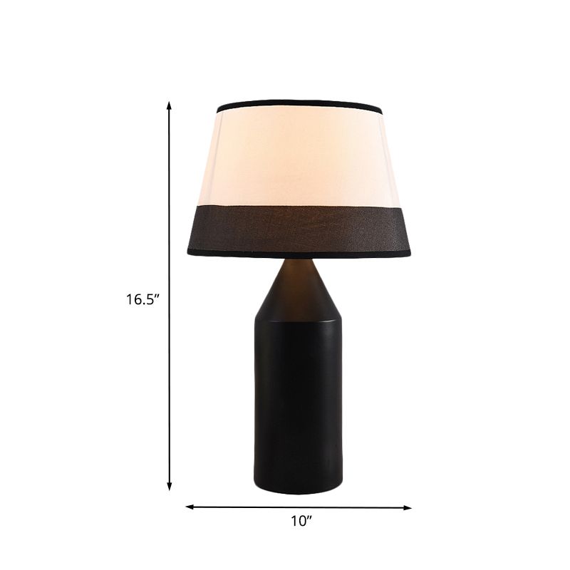 Modernism Pencil Shape Desk Light Metal 1-Bulb Bedside Fabric Nightstand Lamp in Black