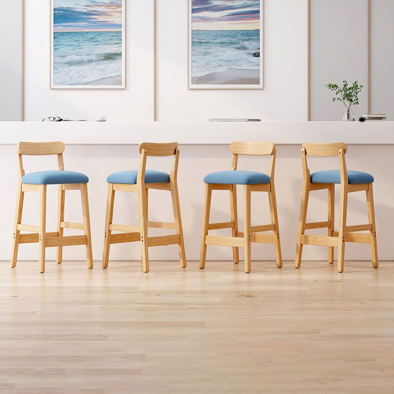 Solid Wood Bar Stool Backrest Upholstered Bar Stools for Dining Room