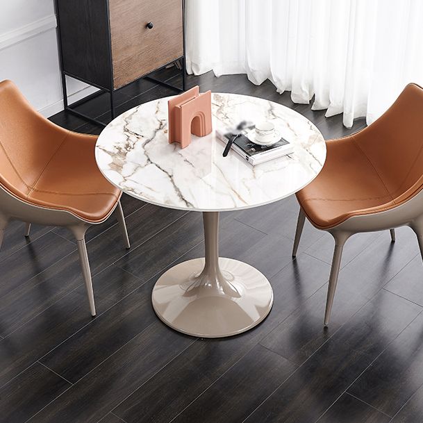 Tavolo da pranzo in pietra sinterizzato in stile moderno bianco tavolo da pranzo a base di tulipani rotondi