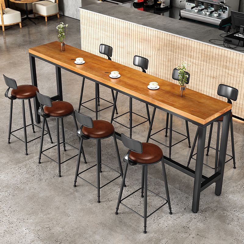Modern Bar Pub Table Set 1/5/9 Pcs Solid Wood and Iron Bar Table and Stools