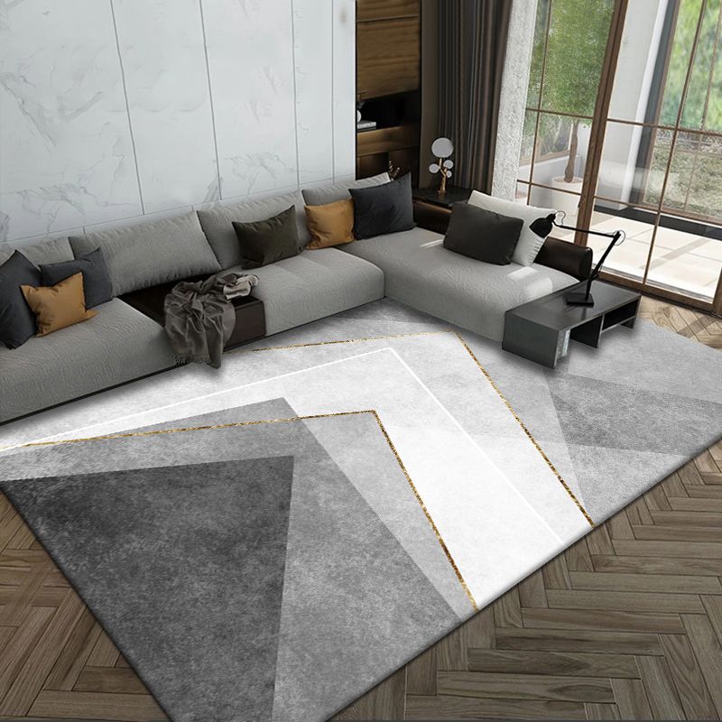 Grey Contemporary Rug Blending Graphic Rug Non-Slip Backing Rug for Home Decor