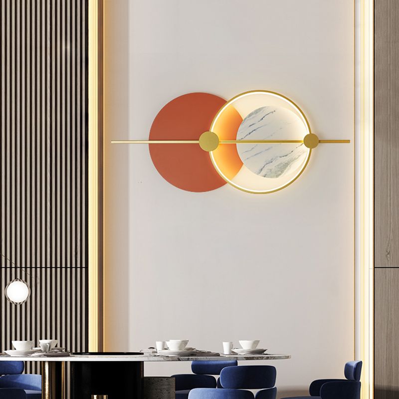 Round Shape Metal Wall Mounted Light Fixture Modern Style 1 Light Wall Light