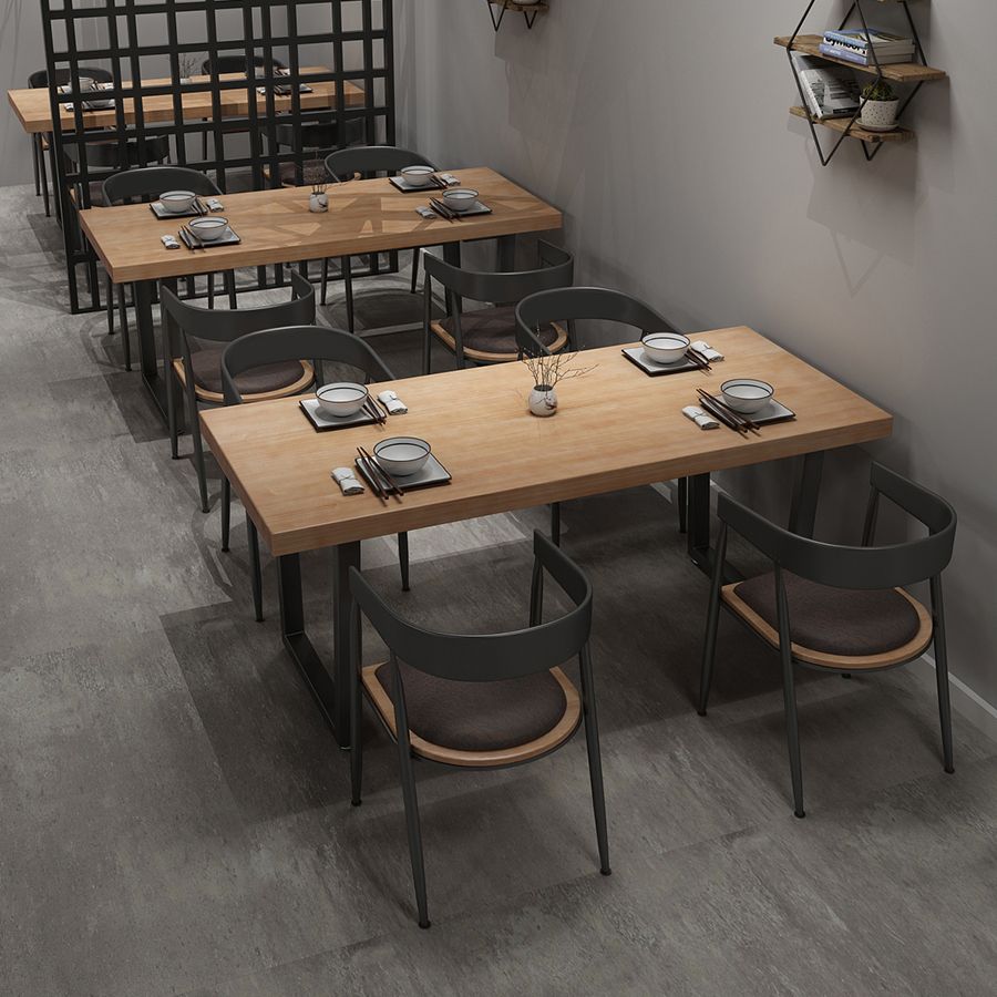 Industrial Style Solid Wood Dining Table Brown Rectangle Sled Base Table for Dinning Room