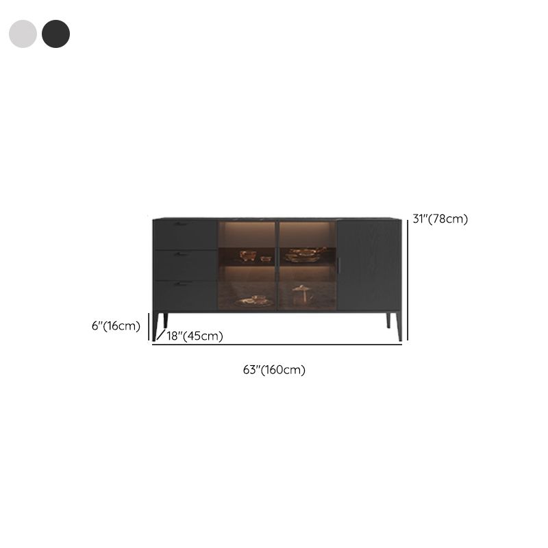 Contemporary Dining Buffet Stone Sideboard with Cabinets and Drawers