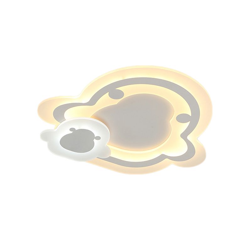 Weißer Pinguin ultradünne Deckenlampe Kinder Acryl LED Unterputz Halterung in Warm/Innen Weiß Außen Warm Licht