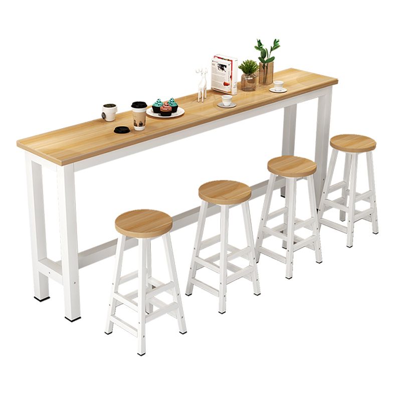 Rectangle Top Bar Dining Table Modern Bar Dining Table with Trestle Base