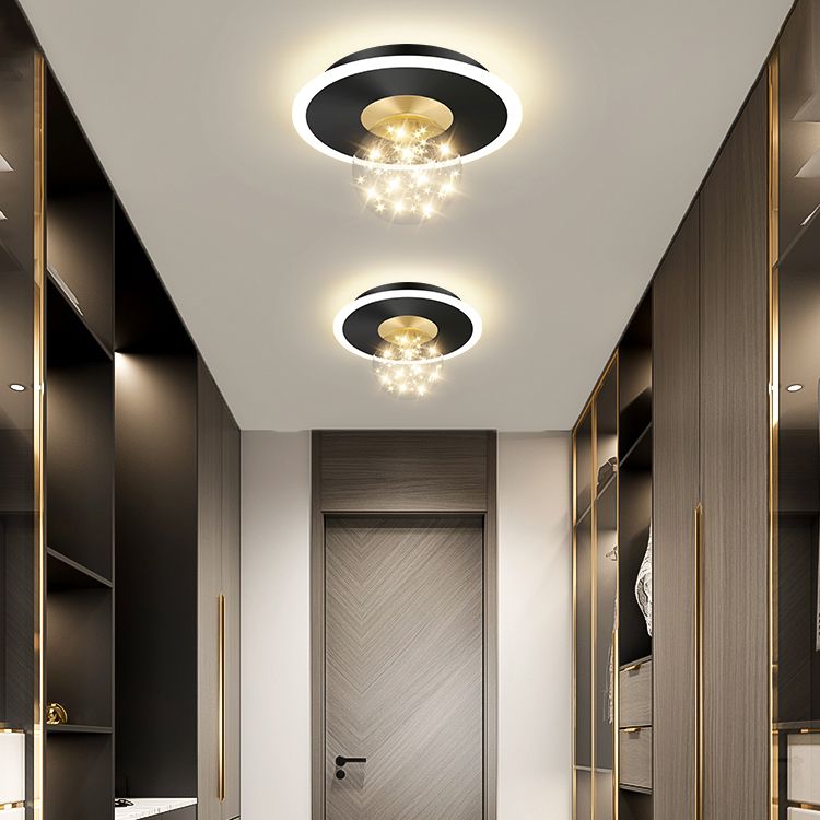 Geometry Shape LED Sky Star Ceiling Lamp Modern Iron 2 Lights Flush Mount for Bedroom