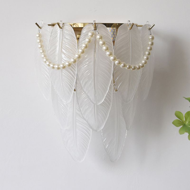 Postmodern Golden Wall Light Fixture with Glass Shade for Sitting Room