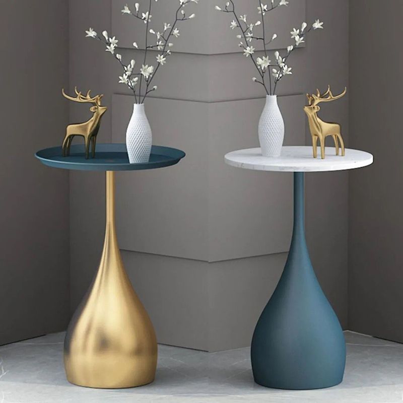 23.6 inch Tall Metal Side Table Minimalist Pedestal End Table