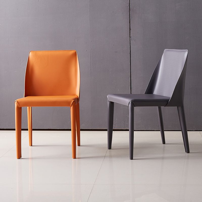 Minimalist Design Leather Dining Chair for Home Solid Back Chair