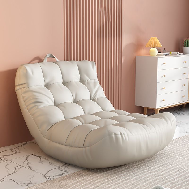 Scandinavian Tufted Single Sofa 29.5" W Faux Leather Sofa with Footrest
