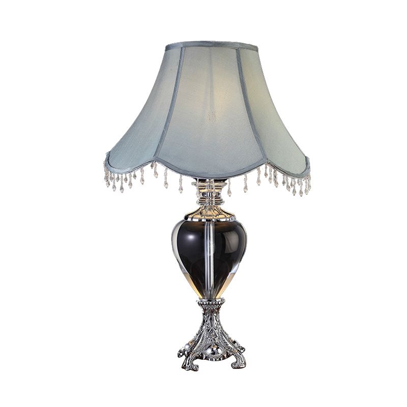 Lampada da comodino grigia a testa singola Tradizionalismo Lampada da comodino in cristallo K9 per soggiorno