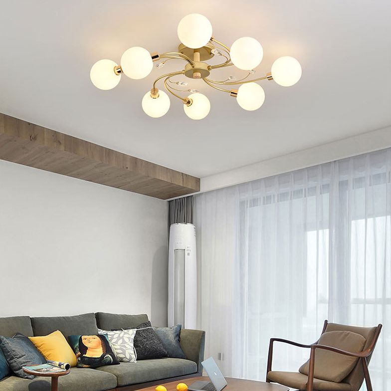 Lámpara de metal espiral de lámpara de techo de globo de vidrio de estilo nórdico