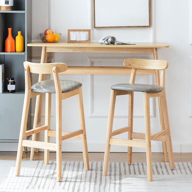 Industrial Backrest Armless Counter Stool Wood Cafe Bar Stool with Pedal and Cushion