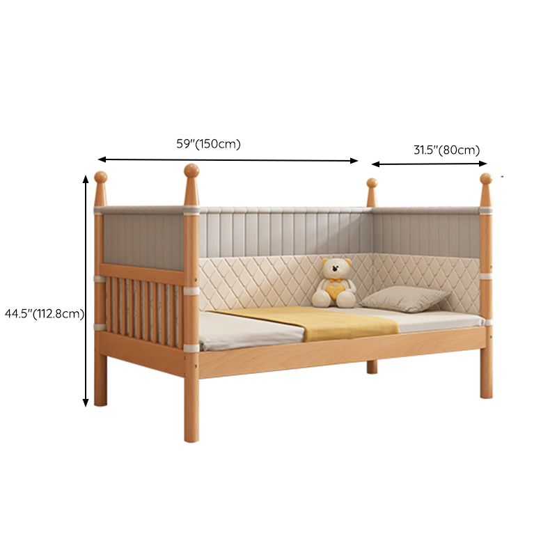 Solid Wood Baby Crib Washed Natural Crib with Guardrail and Mattress
