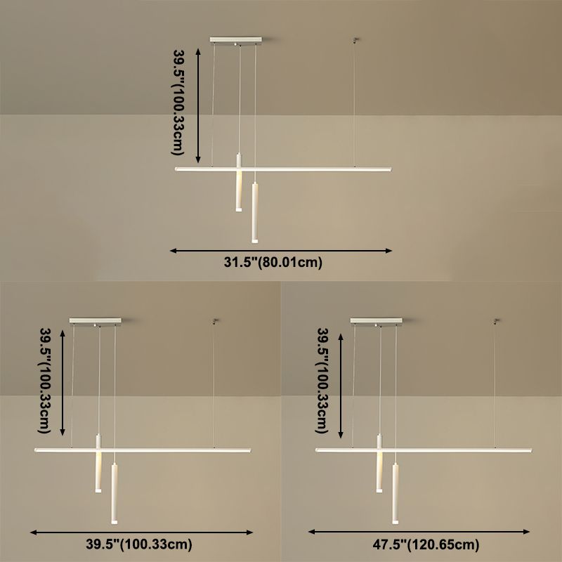 Lineair eilandlichtarmatuur moderne 3-licht LED-hangende lampen met witte acrylschaduw
