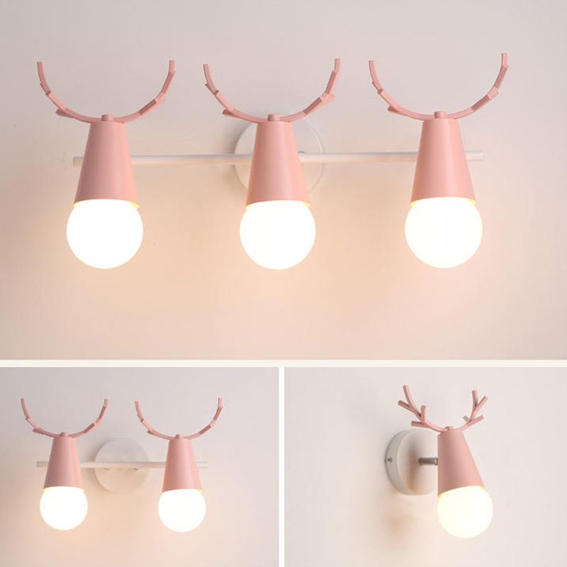 Nordic Style Iron Wall Light Colorful Antler Shape Wall Lamp for Bedroom
