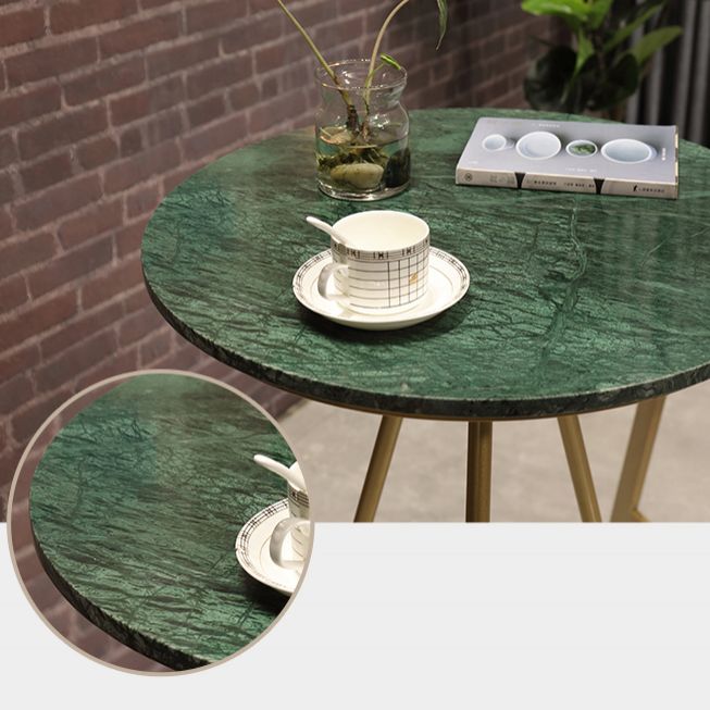 1/3 Pieces Glam Iron Bar Table Set Round Bistro Set with White Faux Marble Top