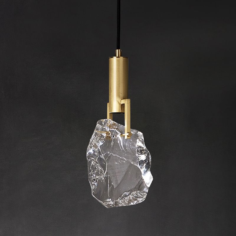 Zeitgenössischer Stil steinförmiger LED -Anhänger Kristall 1 hängende Lampe für Schlafzimmer