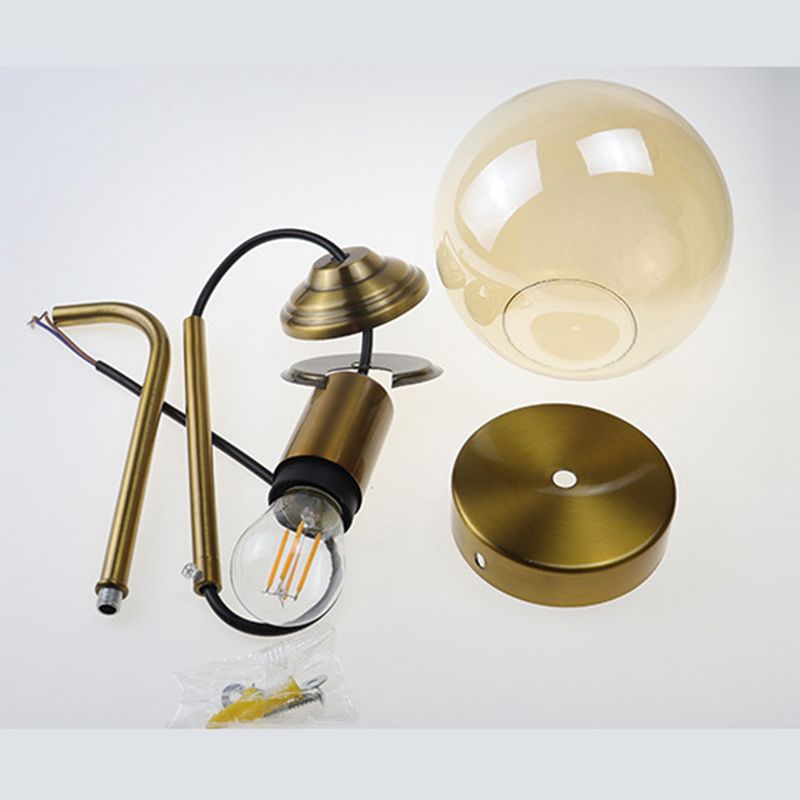 Modernism Simplicity Glass Wall Lamp Adjustable Suspension Wire Design Single Bulb Orb Sconce Light for Bedroom