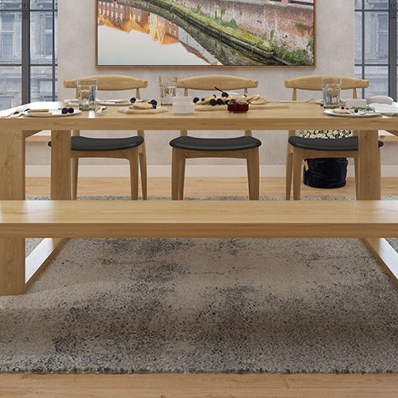 Solid Wood Top Dining Table Traditional Luxury Table with Wood Sled Base