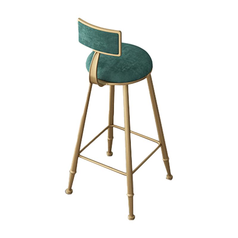 Glam Low Back Upholstered Dining Stools Round Bar Stools with Footrest
