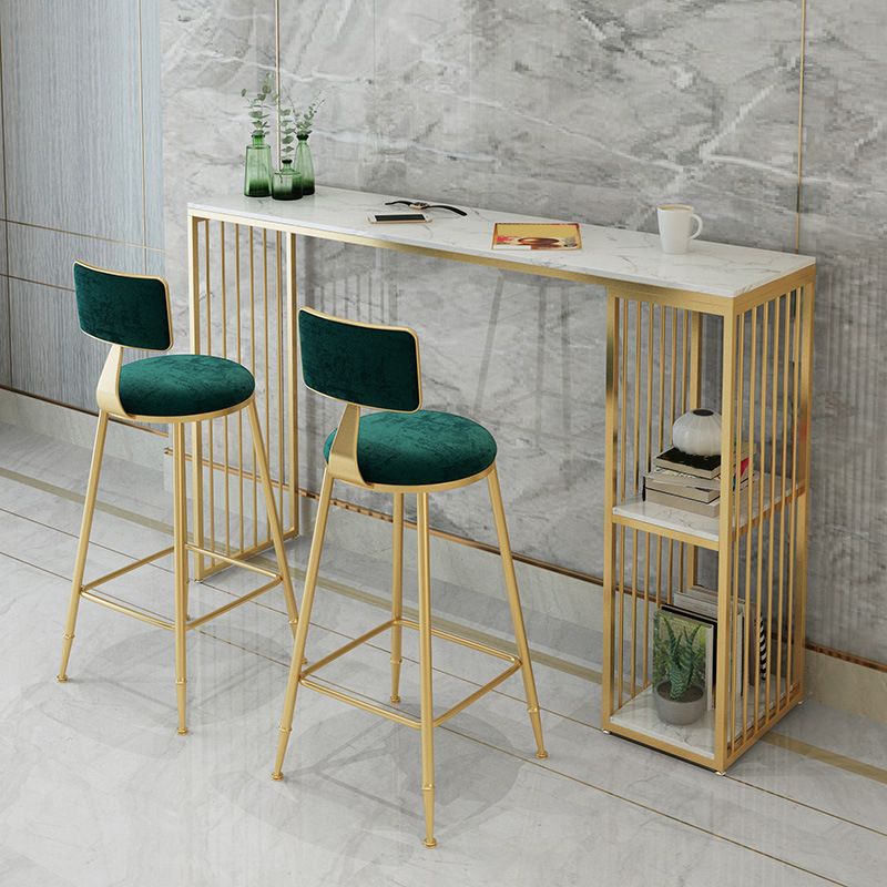 Green Cushion Bar Stools Armless Barstool with Gold Metal Legs