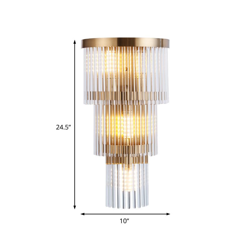 Tiered Sconce Light Modern Crystal Rod 2/3 Lights Gold Wall Mounted Light for Dining Room