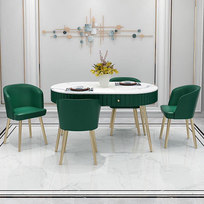 4/5 Pieces Oval White Sintered Stone Top Dining Set for Home