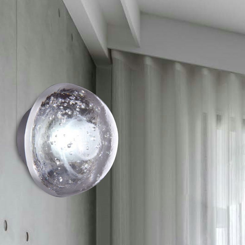 Single Bulb Wall Lamp Traditional Hemisphere Clear Bubble Crystal Sconce Light Fixture