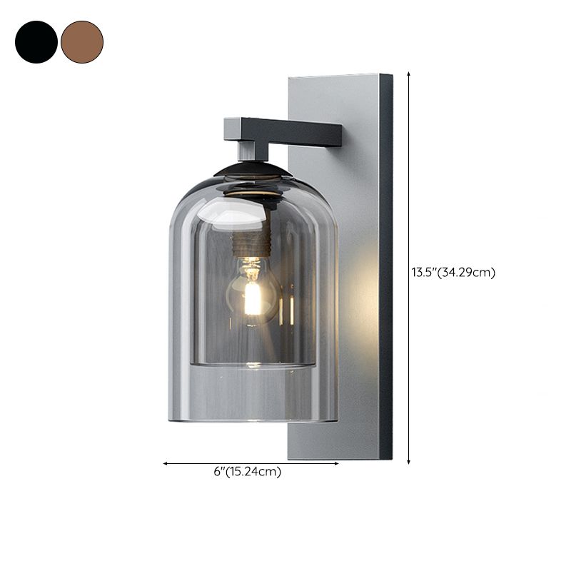Industrial Style Cylinder Wall Light Glass 1 Light Sconces for Bedroom