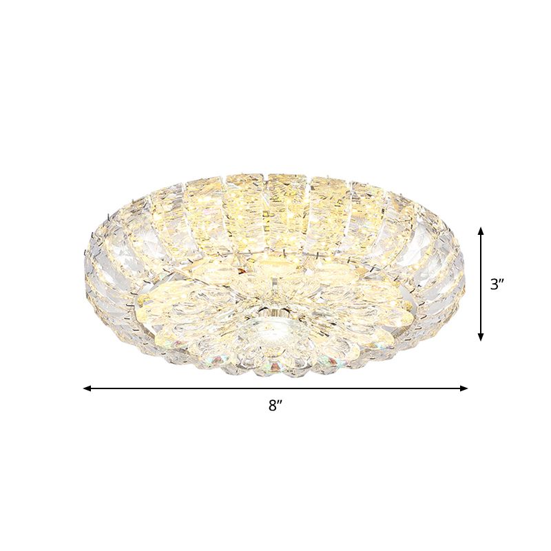 8"/12" W LED Flushmount Light Simplicity Corridor Ceiling Flush Mount with Round Clear Crystal Block Shade