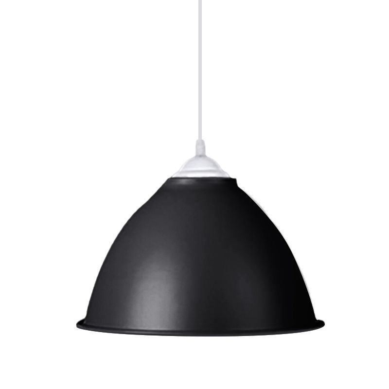 Industrial Dome Shade Pendant Light 1 Light Aluminum Ceiling Fixture in Frosted Green/Yellow for Dining Room