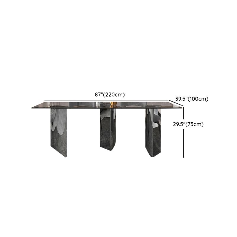Modern Glass Dining Table Rectangle Tabletop with Glass Legs