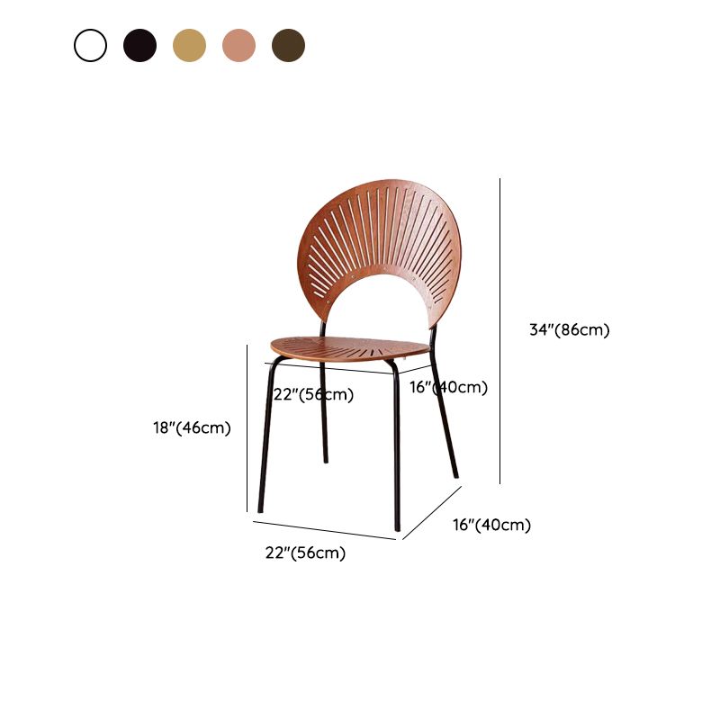 Metal Base Dining Chairs Industrial Style Open Back Armless Chair