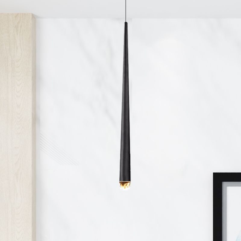Tapered Ceiling Light Metal Minimalist LED Black/Brass Living Room Pendant Light Fixture with Adjustable Cord