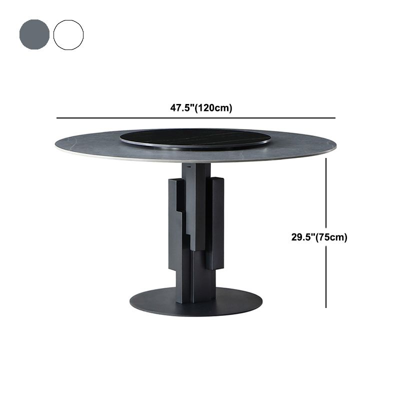 Round Stone Top Dining Table Contemporary Dining Table with Turntable