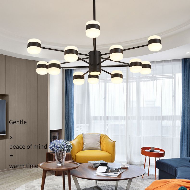 Minimalist LED Chandelier Pendant Light Black Shaded Hanging Light Fixture with Acrylic Shade